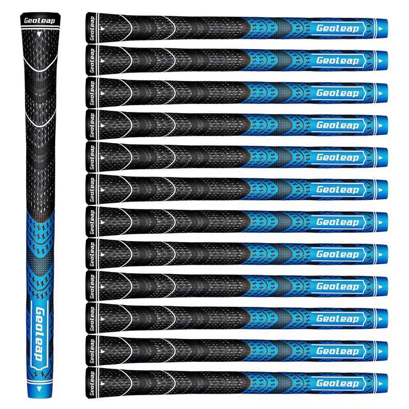 Geoleap Golf Grips Set of 13- Cord Rubber Compound Material, Hybrid Golf Club Grips, All Weather Performance. (Blue, Midsize) - Image 1